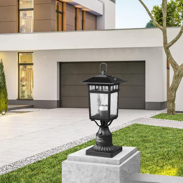 2 PCs Dusk to Dawn Outdoor Lamp Post Light Fixture 15. 75 in. Pole Pier Mount (Black)