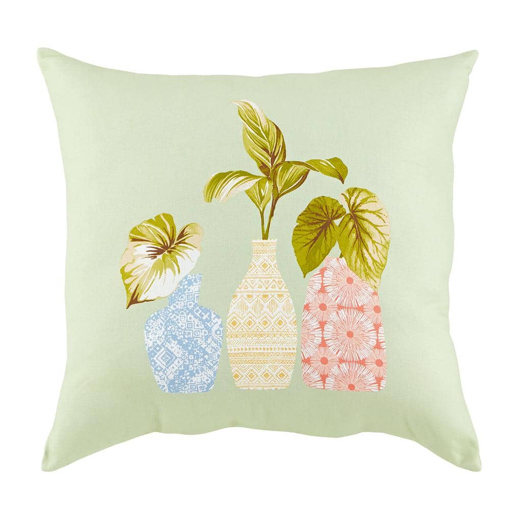 Hampton Bay 18 in. x 18 in. Carafe Leaf Square Outdoor Throw Pillow