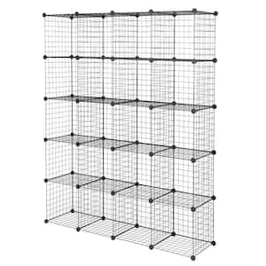 5 Tiers Metal Cube Grid Wire Cube Household Shelving Unit in Black (55.12 in. W x 68.9 in. H x 13.78 in. D)