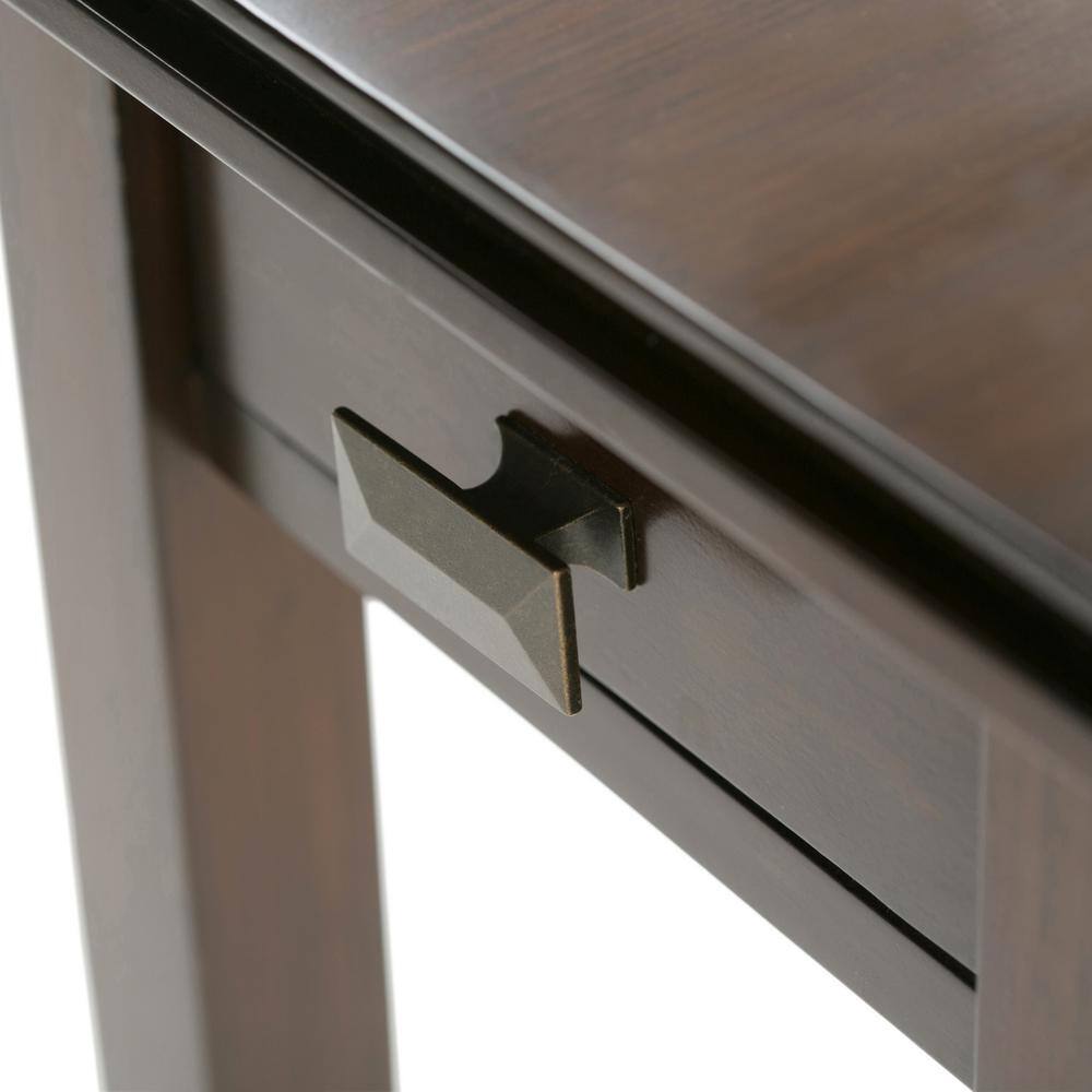 Artisan Russet Brown Wood Narrow End Table with Drawer
