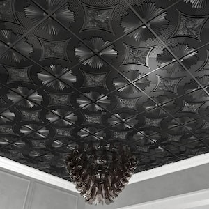 Black 2 ft. x 2 ft. Decorative Drop Ceiling Tiles Glue Up 3D Wall Panels (48 sq. ft./box)