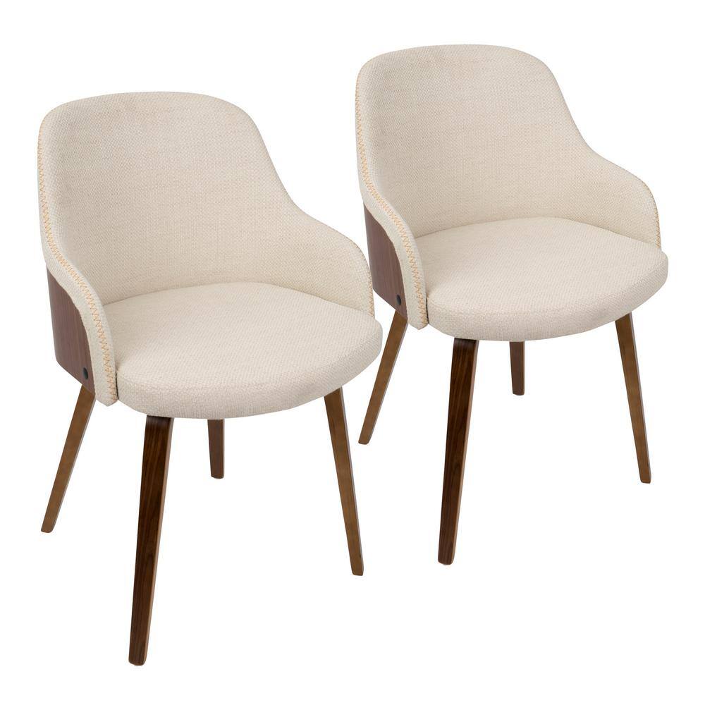 Cream Faux Leather Upholstered Arm Chair with Wood Legs