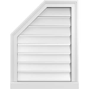 20 in. x 26 in. Octagonal Surface Mount PVC Gable Vent: Functional with Brickmould Sill Frame