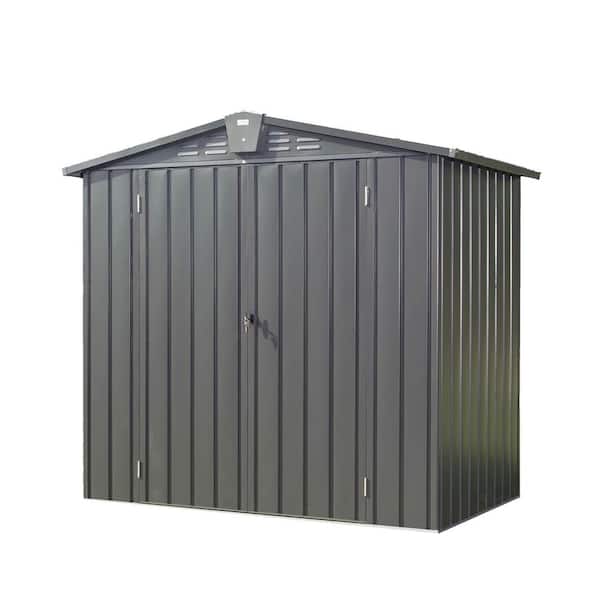 Sudzendf 6.5 ft. W x 4.2 ft. Black Metal Outdoor Storage Shed Garden Shed Storage Cabinet with Lockable Door (27.3 sq. ft.)