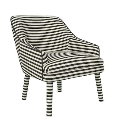 Effie Black Stripe Linen Upholstered Accent Chair