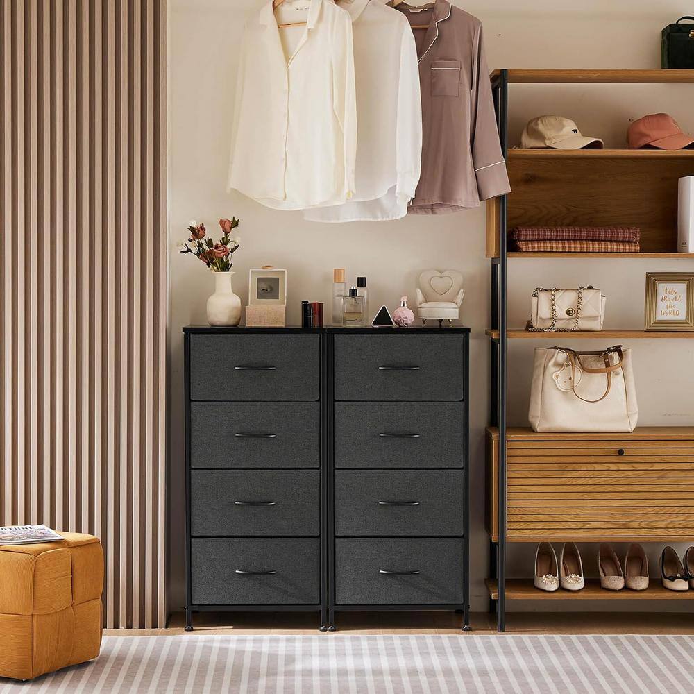 Classical Gray 4 Drawer 11.8 in. Wide Chest of Drawers with Wood Top Fabric Bins for Bedroom