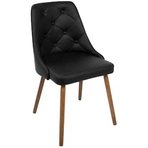 Giovanni Mid-Century Black Modern Button Tufted Dining Chair Faux Leather