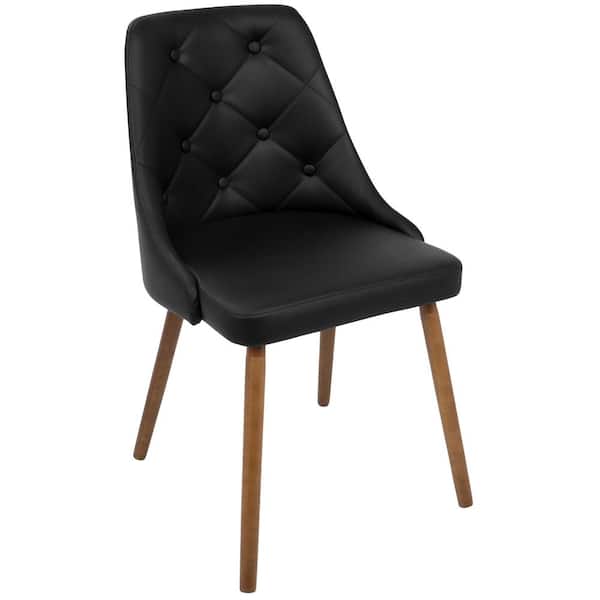 Lumisource Giovanni Mid-Century Black Modern Button Tufted Dining Chair Faux Leather