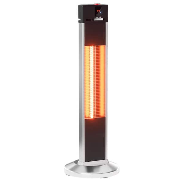 1500-Watt 31.69 in. Electric Black Portable Vertical Infrared Compact Heater Space Heater w/ Remote Control, Convection