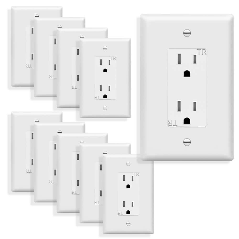 ENERLITES 15 Amp Tamper Resistant Decorator Duplex Outlet with Midsize ...