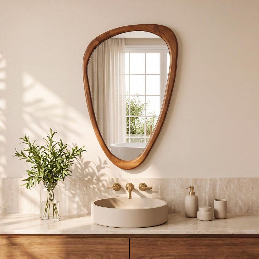 LuxHomez 20 in. W x 30 in. H Irregular Natural Wood-Frame Wall