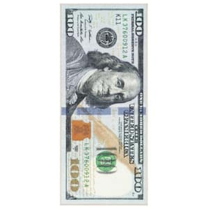 100 Dollar Bill Collection Non-Slip Rubberback Money 22x53 Indoor Runner Rug, 22 in. x 53 in., Multicolor