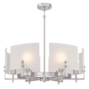 Enzo James 6-Light Brushed Nickel Chandelier with Frosted Glass Shades