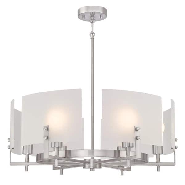 Westinghouse Enzo James 6-Light Brushed Nickel Chandelier with Frosted Glass Shades