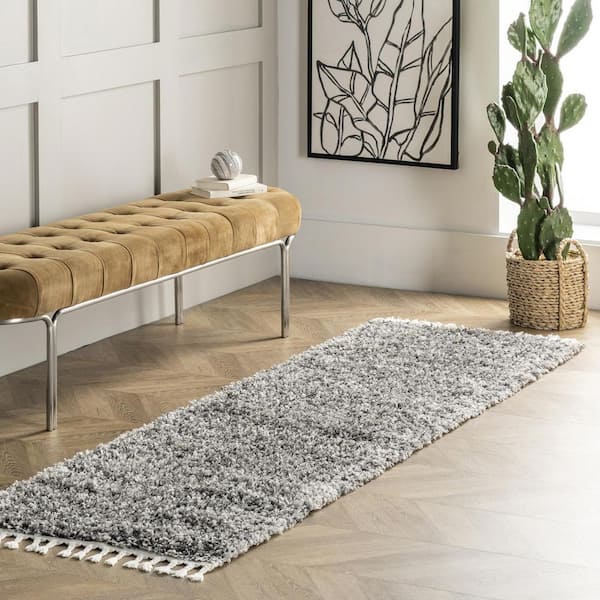Contemporary Brooke Shag Gray 2 ft. 6 in. x 12 ft. Indoor Runner Rug