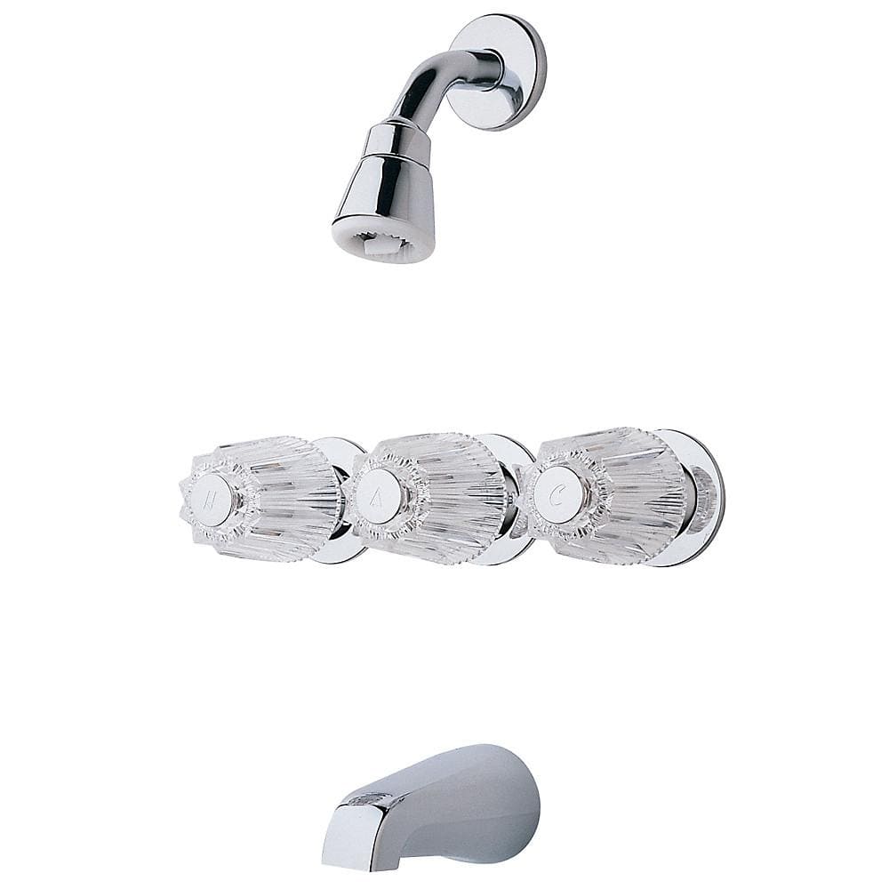 Pfister LG01-3110 3 Tub & Shower Faucet 2024 with Metal Knob Handles, Polished Chrome