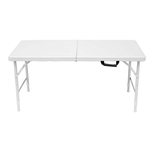 Tatayosi 4 ft. Multi-purpose Outdoor Folding Casual Picnic Table Game Party Table, White