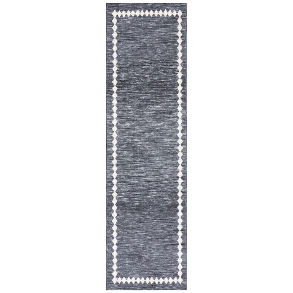 Easy Care 2 ft. x 12 ft. Gray/Ivory Machine Washable Diamond Border Gradient Runner Rug price history on PriceWatchPro