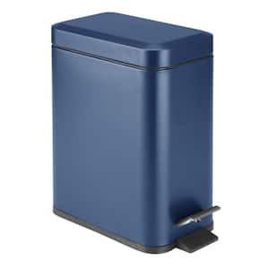 1.3 Gal. Bathroom Small Metal Lidded Step Trash Can with Removable Liner Bucket in Blue