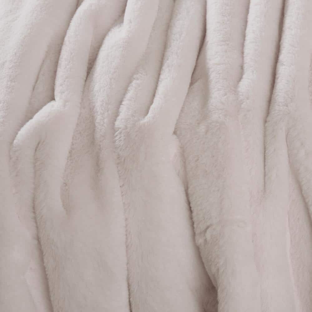 Luxe Taupe Faux Fur 58" x 60" Electric Throw Blanket