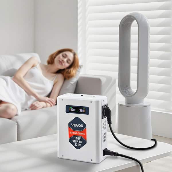 Step Up Voltage Converter 3000VA Heavy Duty Voltage Power Converter 110V to 220V Power Transformer with 2 EU Outlets