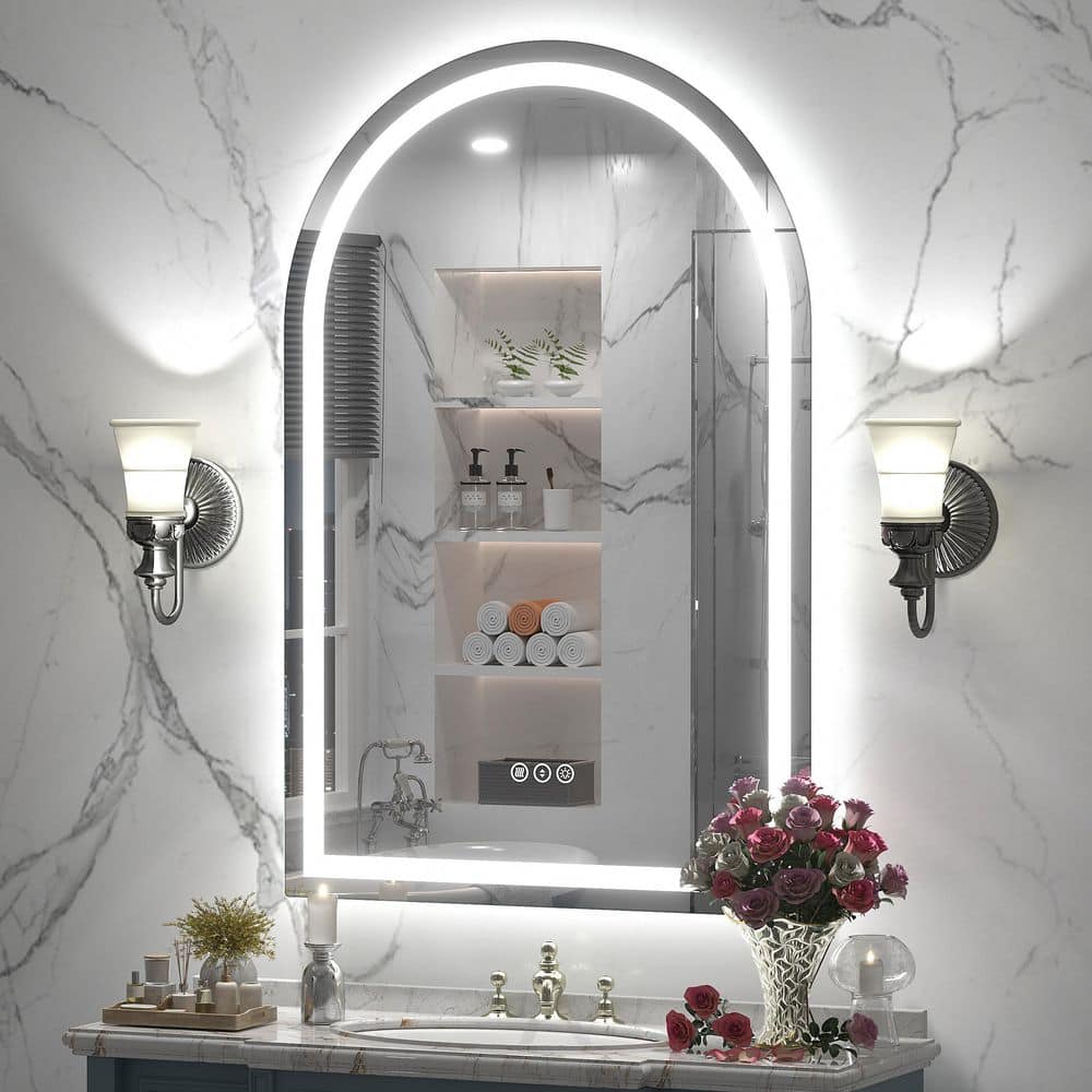 32 in. W x 48 in. H Arch Frameless UL Certified Front and Back LED Anti-Fog Tempered Glass Bathroom Vanity Mirror price history on PriceWatchPro