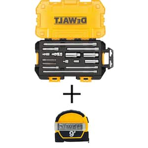 1/4 in. and 3/8 in. Drive Tool Accessory Set with Case (15-Piece) and 9 ft. x 1/2 in. Pocket Tape Measure