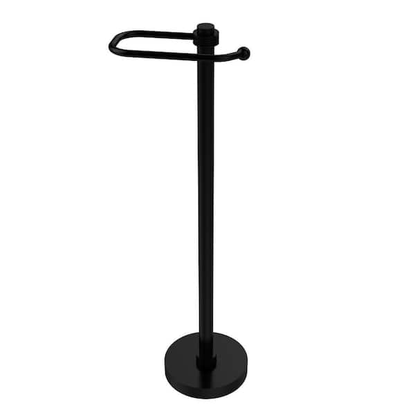 Allied Brass European Style Free Standing Toilet Paper Holder in Matte Black