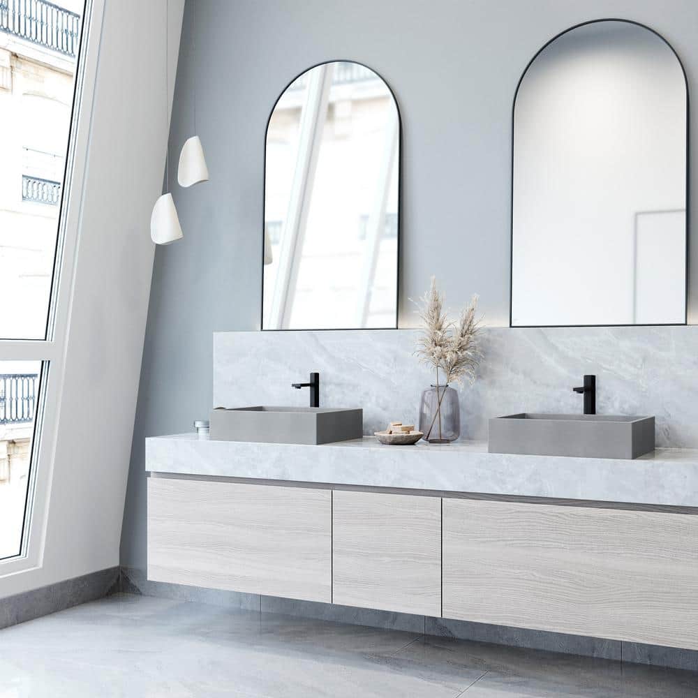 Eco-Friendly Gray Concrete Rectangular Vessel Bathroom Sink