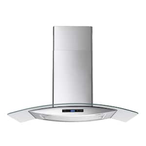 30 in. 475 CFM Convertible Stainless Steel/Glass Wall Mount Range Hood with Mesh Filter and Touch Sensor Control