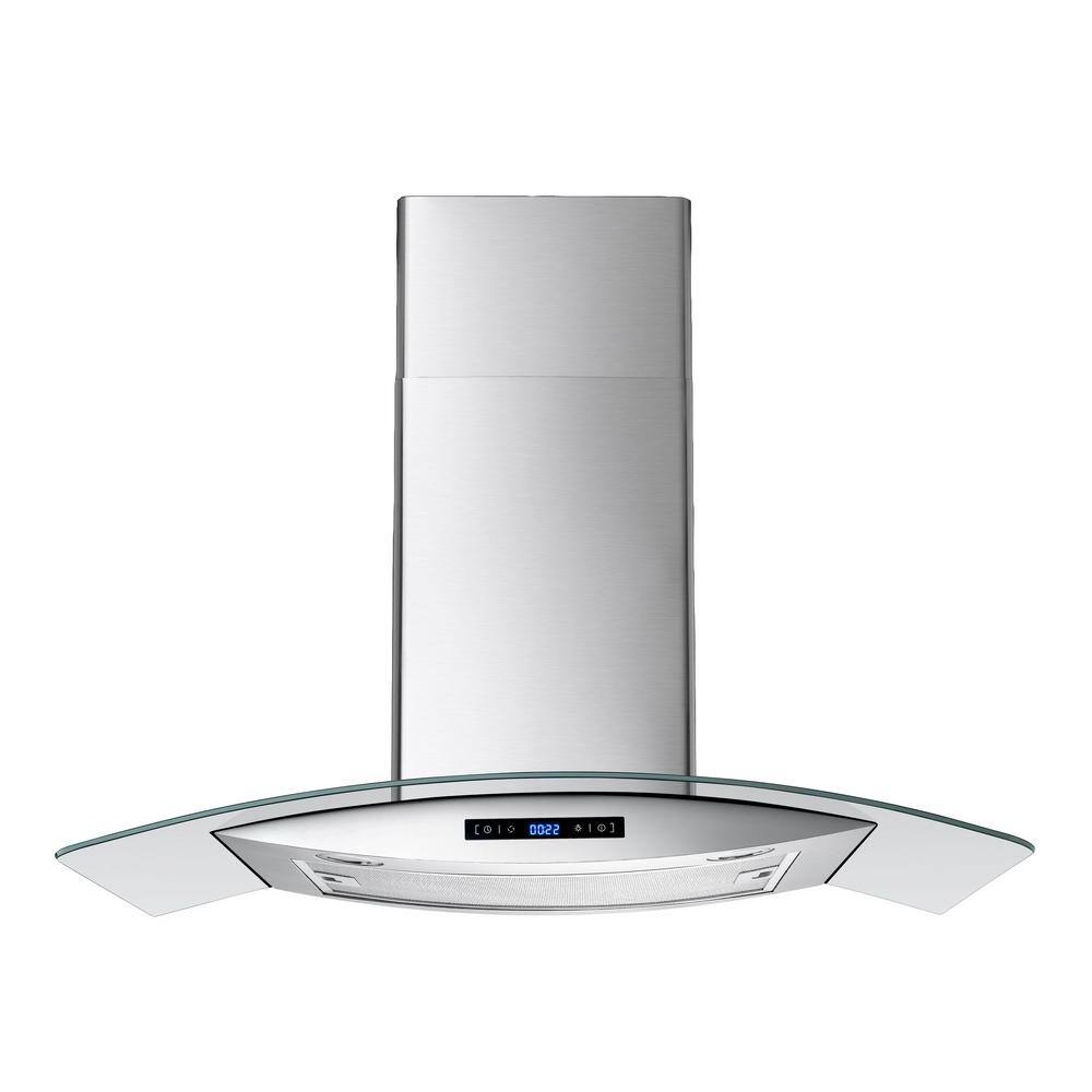 Winflo 36 in. 475 CFM Convertible Stainless Steel/Glass Wall Mount Range Hood with Mesh Filter