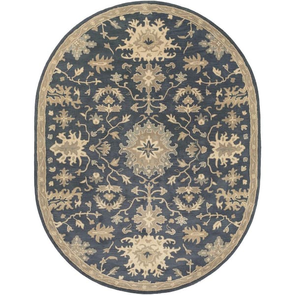 Livabliss Gilgamesh Navy 8 ft. x 10 ft. Oval Indoor Area Rug