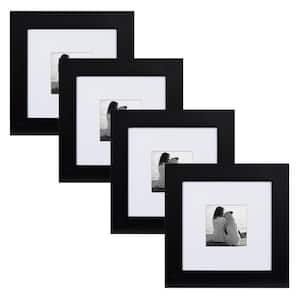 Museum 8 in. x 8 in. Matted to 4 in. x 4 in. Black Picture Frame (Set of 4)