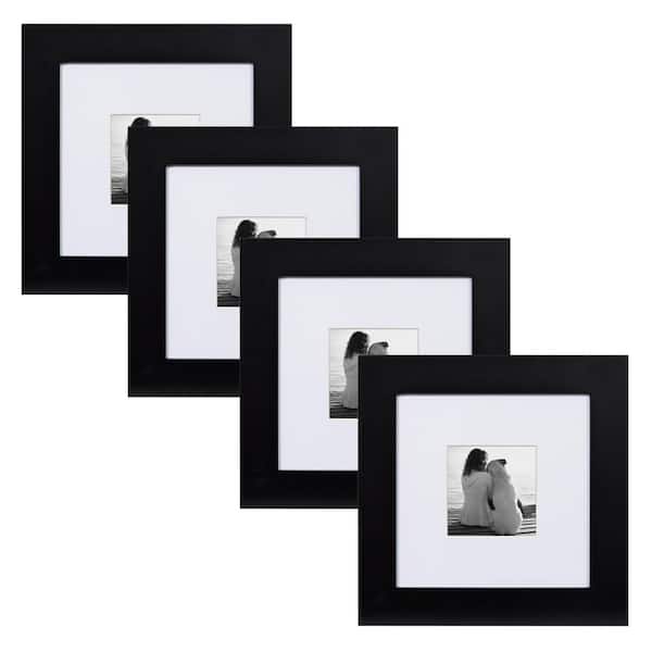 7 Pack Black Picture Frames 8x8 Without Mat or Photo Frame 4x4 with Mat, Classic 8 by 8 Photo Frame for Wall Mount or Tabletop, Size: 4x4 with Mat or