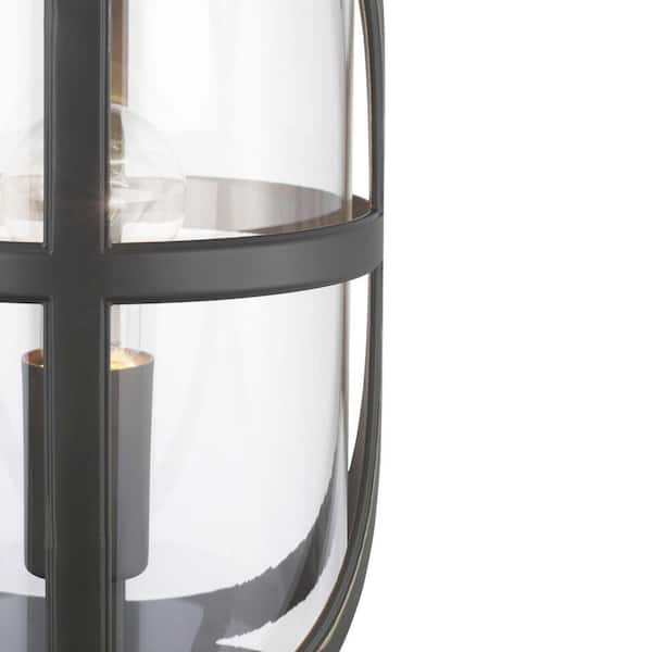 Morrison Collection 1-Light Antique Bronze Clear Glass Modern Outdoor Post Lantern Light