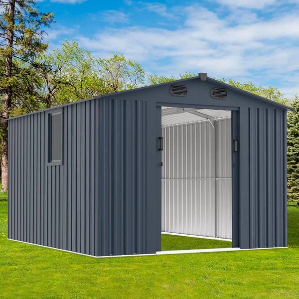 Zeus & Ruta 10 ft. W x 8 ft. D Metal Storage Shed with Window and