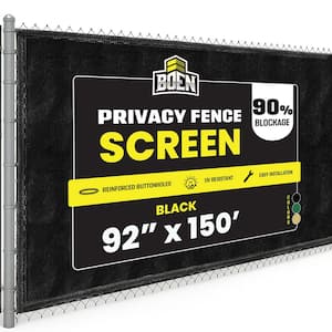 92 in. x 150 ft. Black Privacy Fence Screen Netting Mesh with Reinforced Eyelets for Chain link Garden Fence