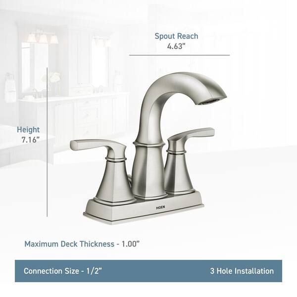 MOEN Hensley 4 in. Centerset 2-Handle Bathroom Faucet in