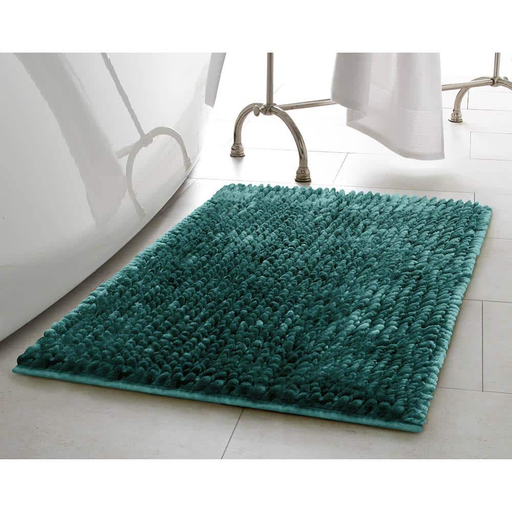 Bathroom Rug Mat 27"x47" Non-Slip Turquoise Extra Thick Chenille Bath Mat Absorb 
