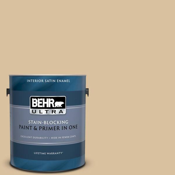 BEHR ULTRA 1 gal. #UL160-7 Pale Wheat Satin Enamel Interior Paint and Primer in One