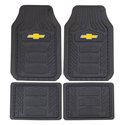 Chevrolet WeatherPro 27 in. x 17.5 in. Ultra-Durable Rubber Utility Black/Yellow Floor Mat (4-Piece Set)