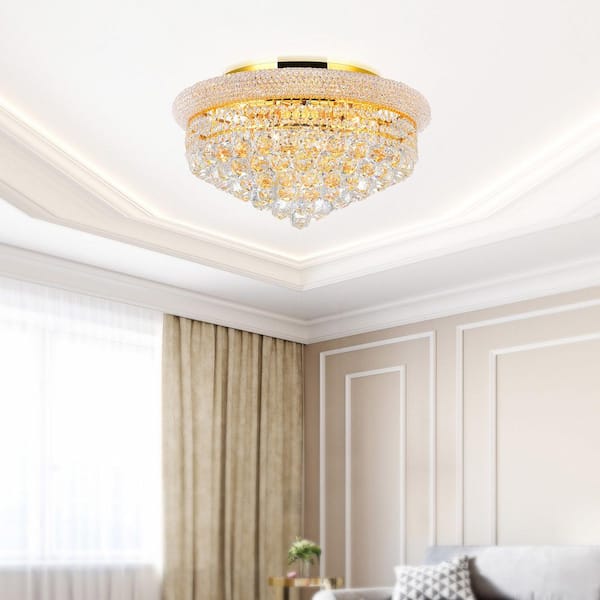 Empire 8 Light Flush Mount With Gold Finish