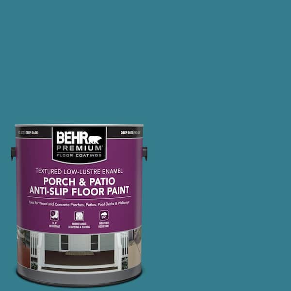 1 gal. #HDC-CL-27 Calypso Blue Textured Low-Lustre Enamel Interior/Exterior Porch and Patio Anti-Slip Floor Paint