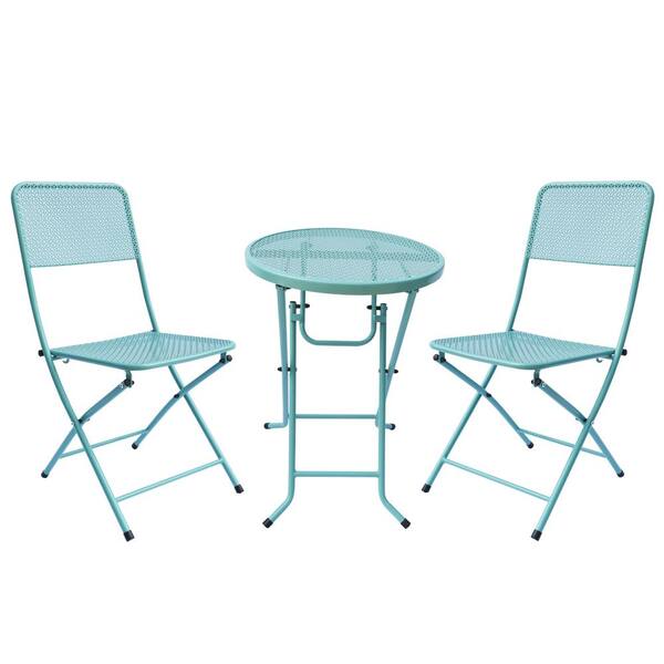 bistro table and chairs blue