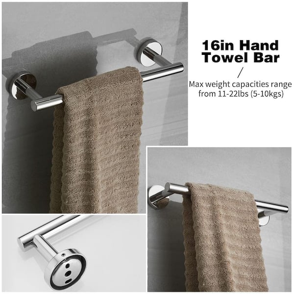 20-Piece Bathroom Hardware Set in Brushed Nickel with 16 in. Wall Mounted Hand Towel Bars, Towel Rings and More