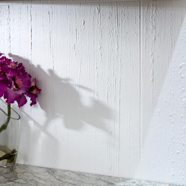 18.25 in. x 24.25 in. x 0.028 in. Rain Vinyl Backsplash Panel in Matte White (5-Pack)