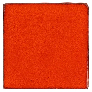 Orion Orange 3.93 in. x 0.39 in. Glazed Terracotta Clay Wall Tile Sample