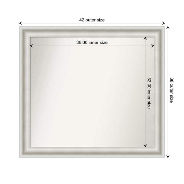 Amanti Art Parlor White 41.5 in. W x 37.5 in. H Custom Non-Beveled Recycled Polystyrene Framed Bathroom Vanity Wall Mirror