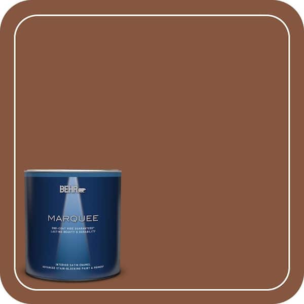 BEHR MARQUEE 1 qt. #230F-7 Florence Brown Satin Enamel Interior Paint & Primer