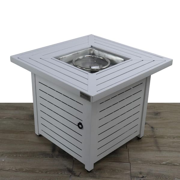 Mondawe 30 in. 40,000 BTU Steel Square Outdoor Propane Gas Fire Pit Table in Gray